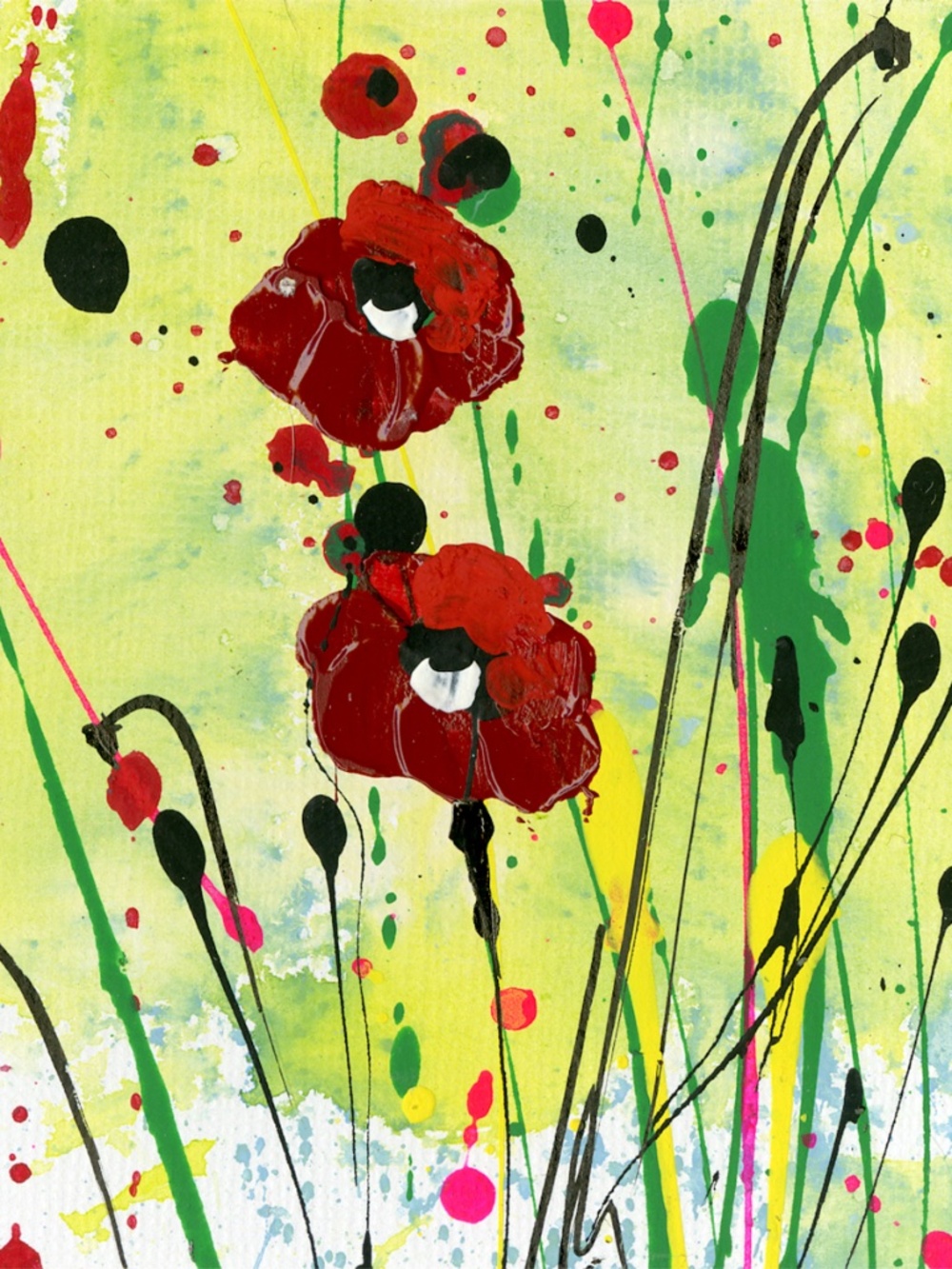 Original Acrylic Floral Paintings on art panel - Poppy Dreams 14